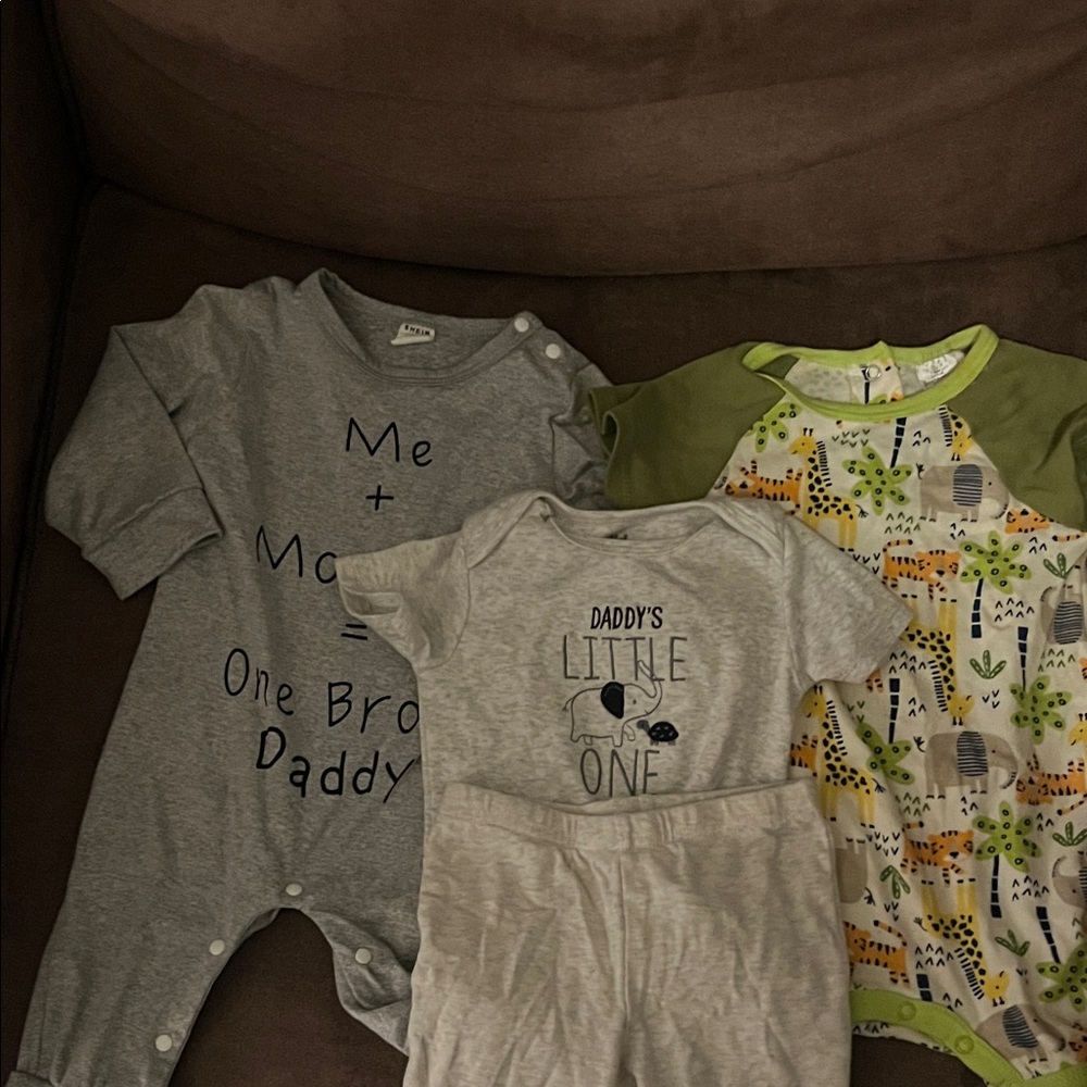 Gray and Green Kids One Piece Set